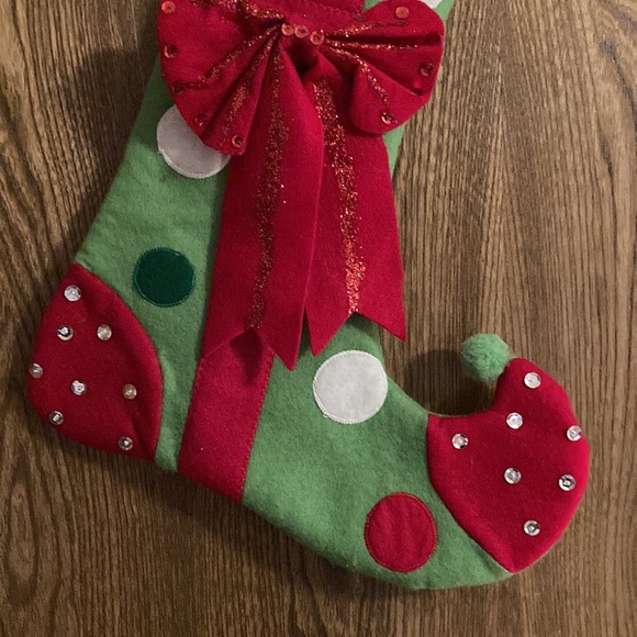 20x13” Fancy Colorful Christmas Stocking Bow, Glitter, Sequins, Pom Poms Felt - Picture 3 of 8